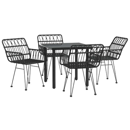 vidaXL 5 Piece Garden Dining Set Black Poly Rattan 3