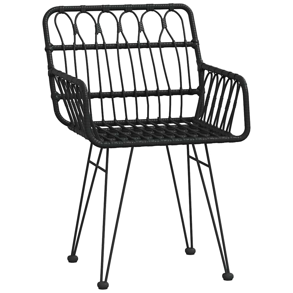 vidaXL 5 Piece Garden Dining Set Black Poly Rattan 5