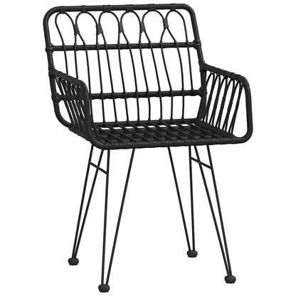 vidaXL 5 Piece Garden Dining Set Black Poly Rattan 5
