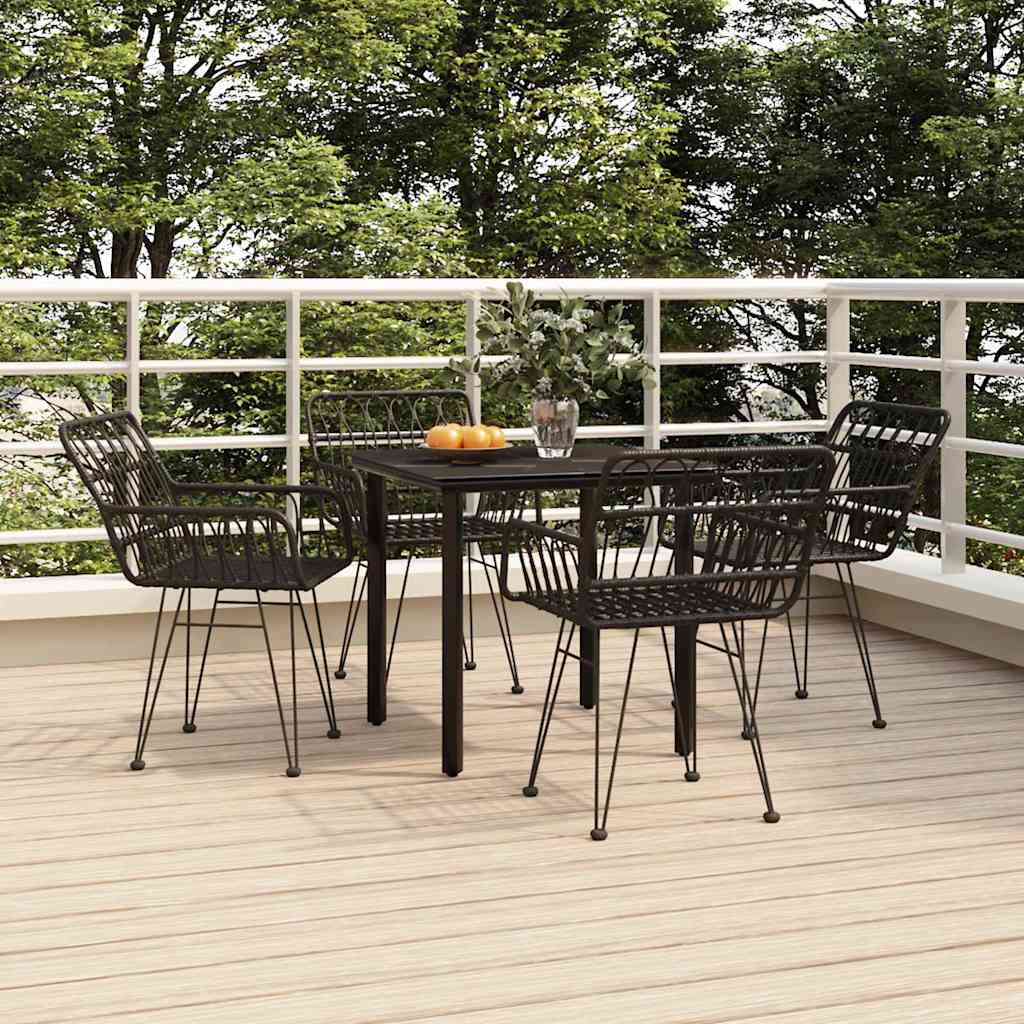 vidaXL 5 Piece Garden Dining Set Black Poly Rattan 1
