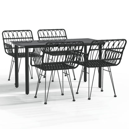 vidaXL 5 Piece Garden Dining Set Black Poly Rattan 2