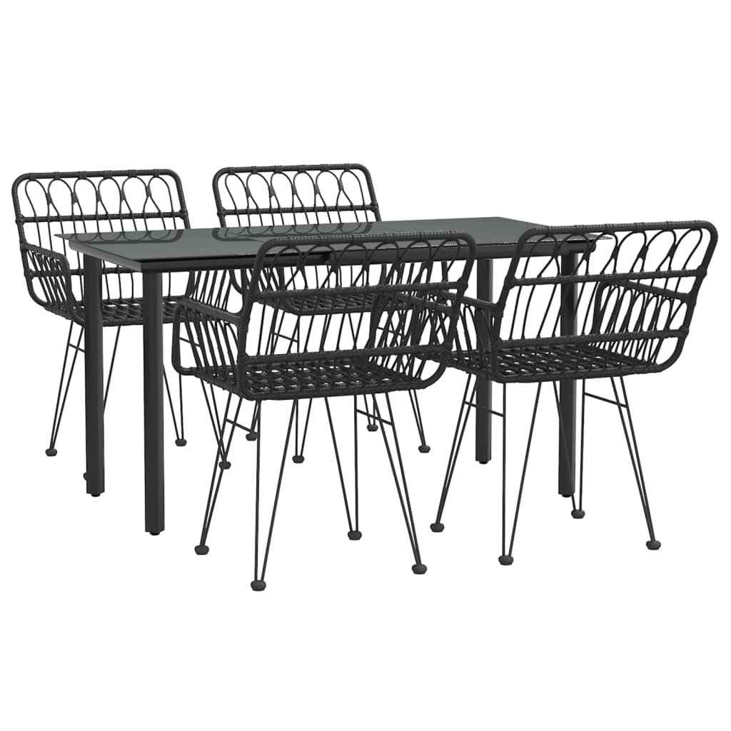 vidaXL 5 Piece Garden Dining Set Black Poly Rattan 3