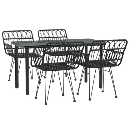 vidaXL 5 Piece Garden Dining Set Black Poly Rattan 3
