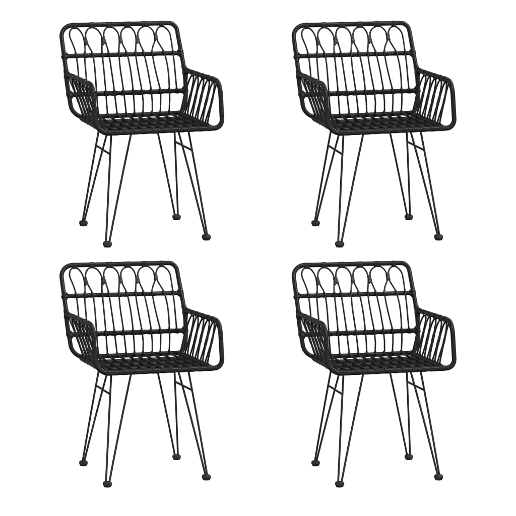 vidaXL 5 Piece Garden Dining Set Black Poly Rattan 4