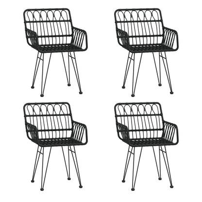 vidaXL 5 Piece Garden Dining Set Black Poly Rattan 4