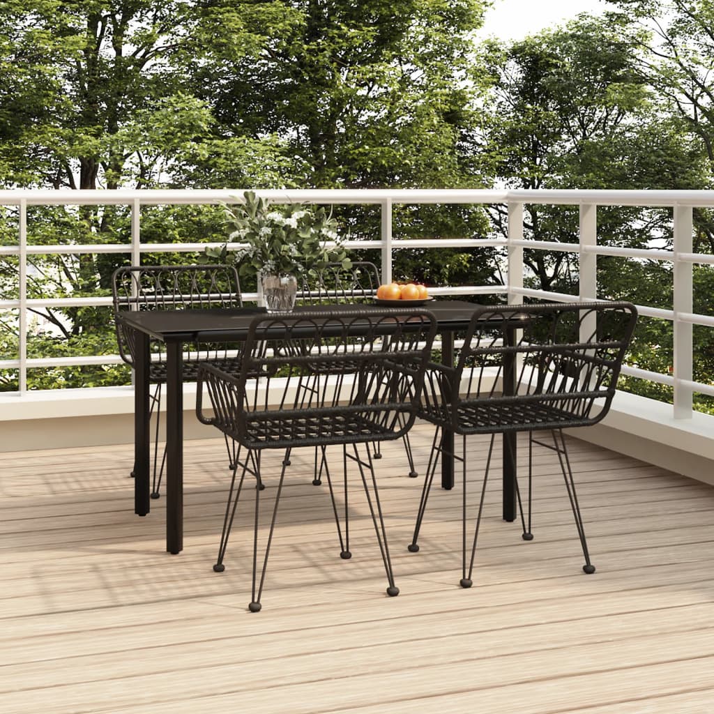 vidaXL 5 Piece Garden Dining Set Black Poly Rattan 1