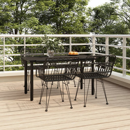 vidaXL 5 Piece Garden Dining Set Black Poly Rattan 1