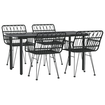 vidaXL 5 Piece Garden Dining Set Black Poly Rattan 3