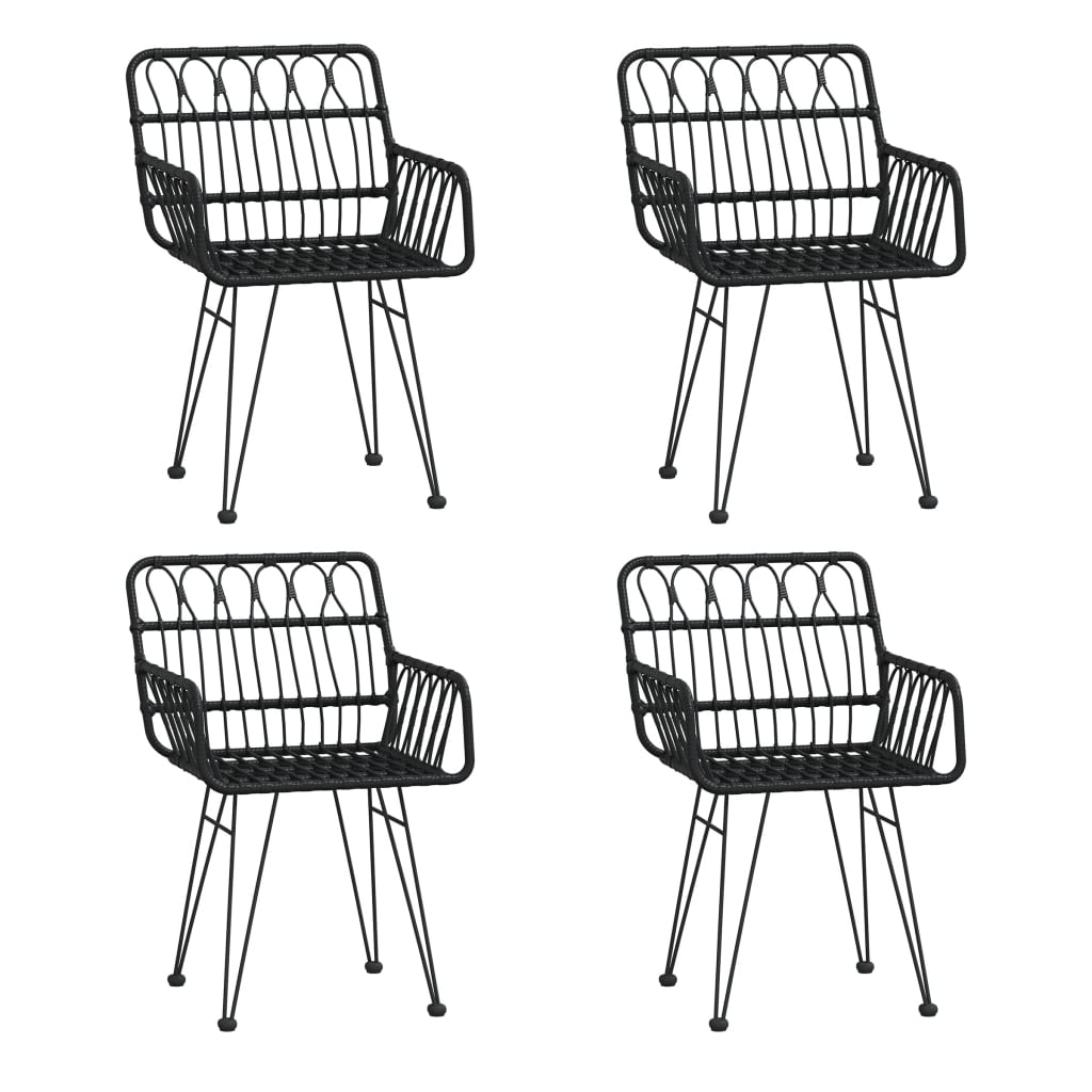 vidaXL 5 Piece Garden Dining Set Black Poly Rattan 4
