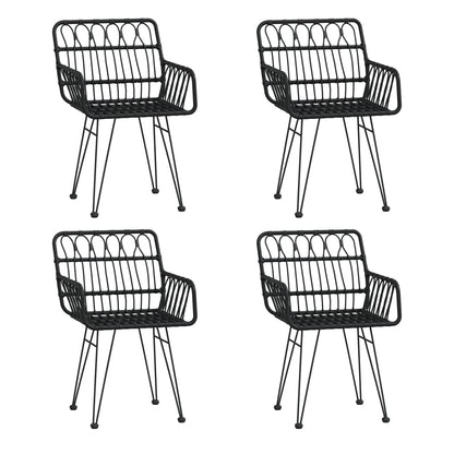 vidaXL 5 Piece Garden Dining Set Black Poly Rattan 4