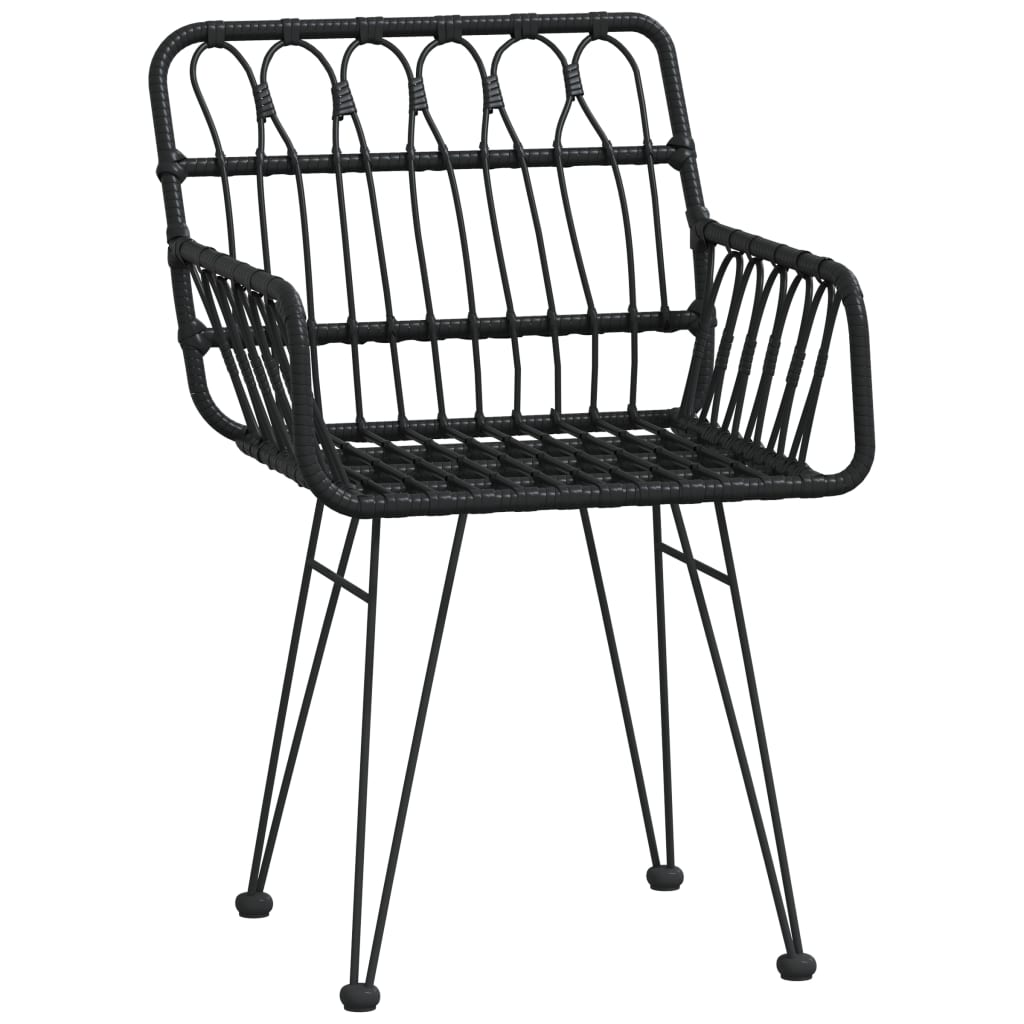 vidaXL 5 Piece Garden Dining Set Black Poly Rattan 5