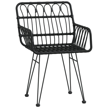 vidaXL 5 Piece Garden Dining Set Black Poly Rattan 5