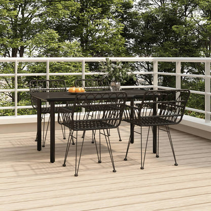 vidaXL 5 Piece Garden Dining Set Black Poly Rattan 1