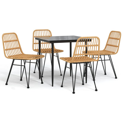 vidaXL 5 Piece Garden Dining Set Poly Rattan 2