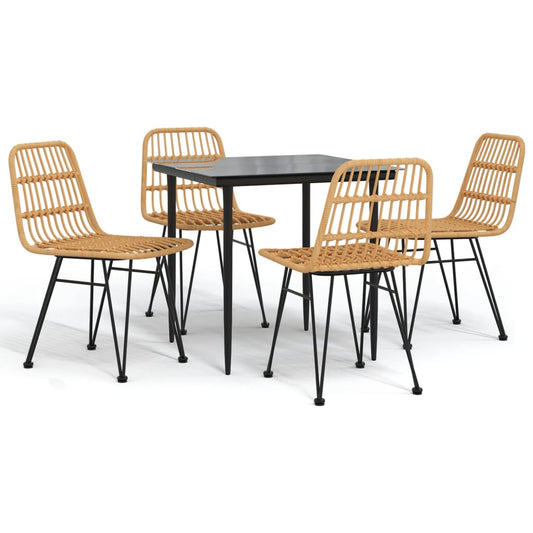 vidaXL 5 Piece Garden Dining Set Poly Rattan 2