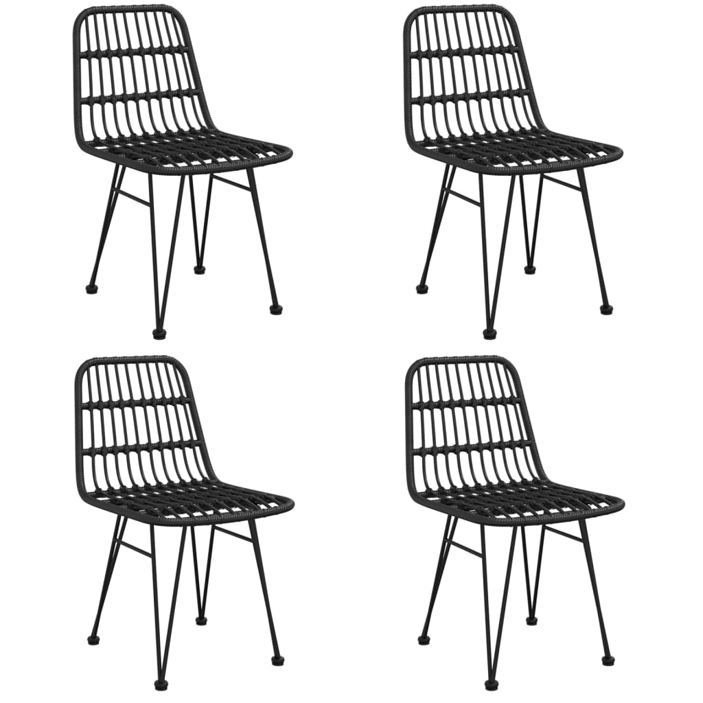 vidaXL 5 Piece Garden Dining Set Black Poly Rattan 4