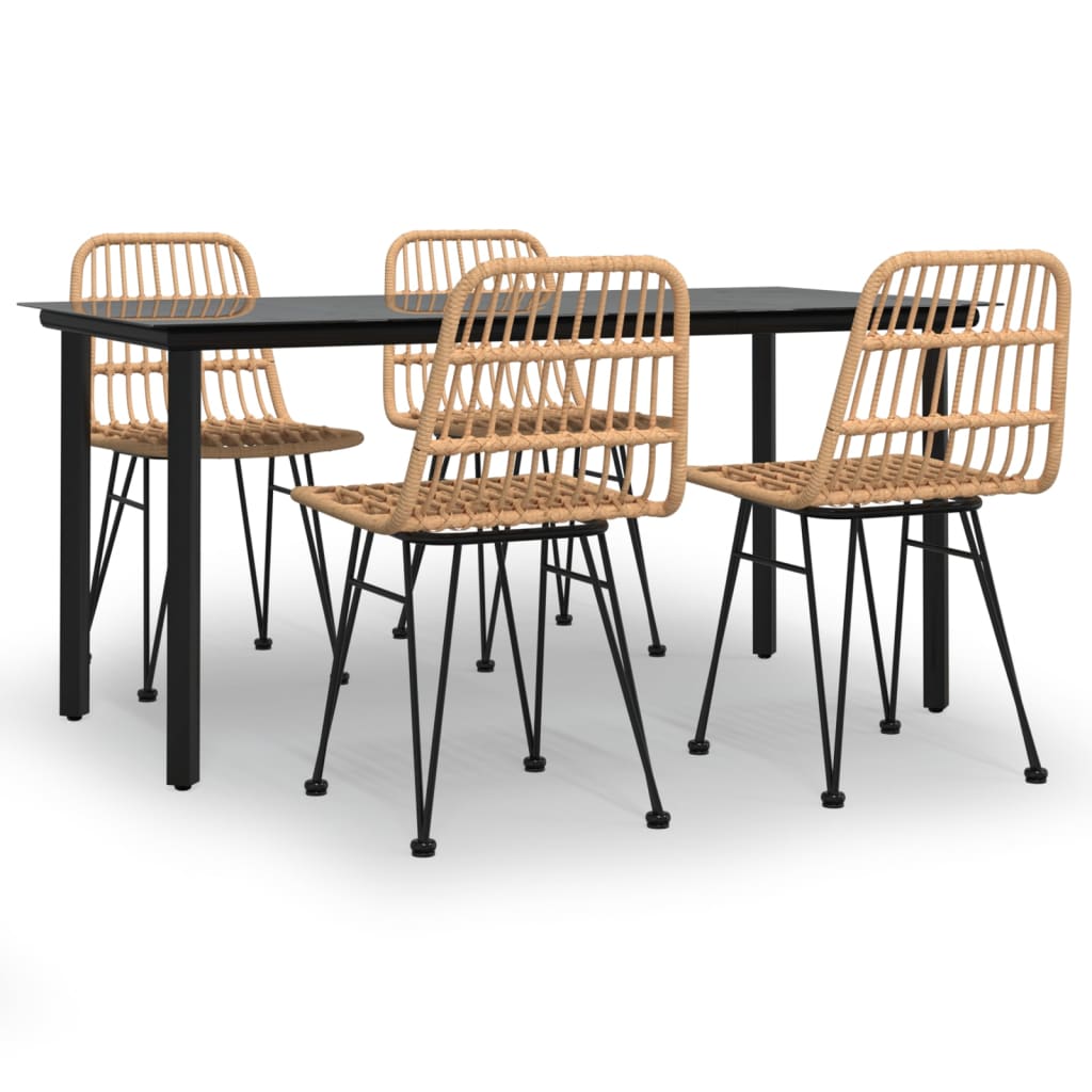vidaXL 5 Piece Garden Dining Set Poly Rattan 2