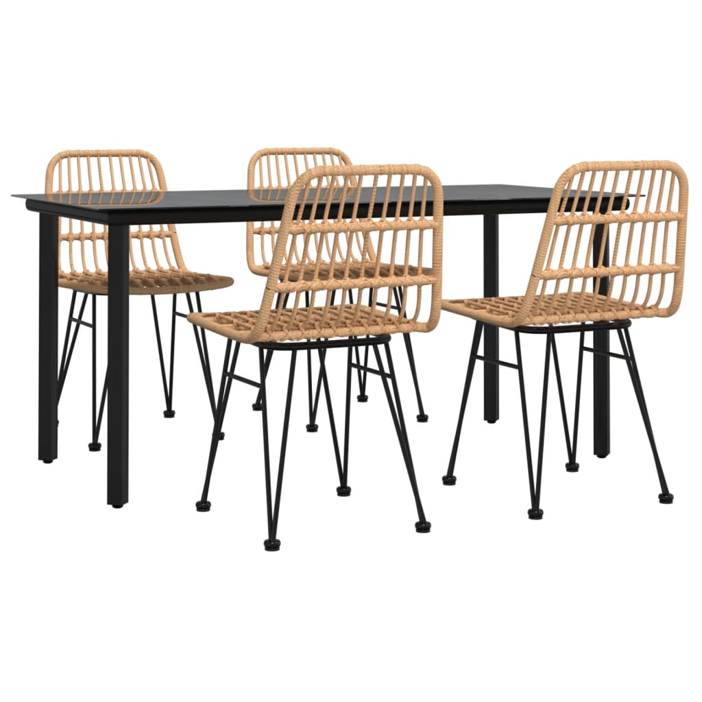 vidaXL 5 Piece Garden Dining Set Poly Rattan 3