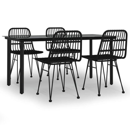 vidaXL 5 Piece Garden Dining Set Black Poly Rattan 2
