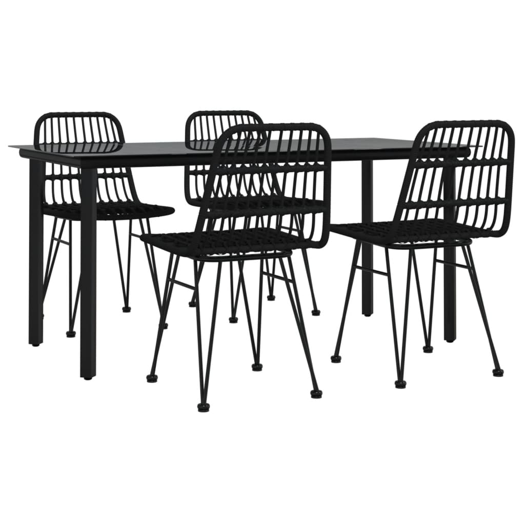 vidaXL 5 Piece Garden Dining Set Black Poly Rattan 3