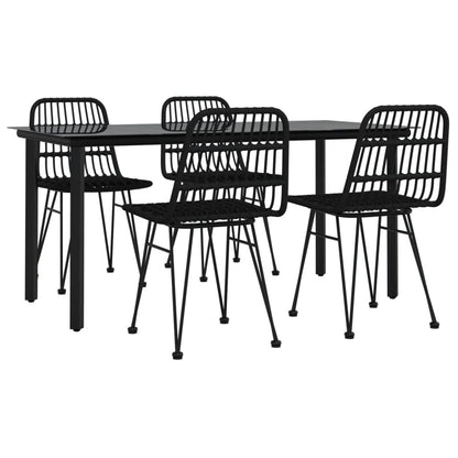 vidaXL 5 Piece Garden Dining Set Black Poly Rattan 3