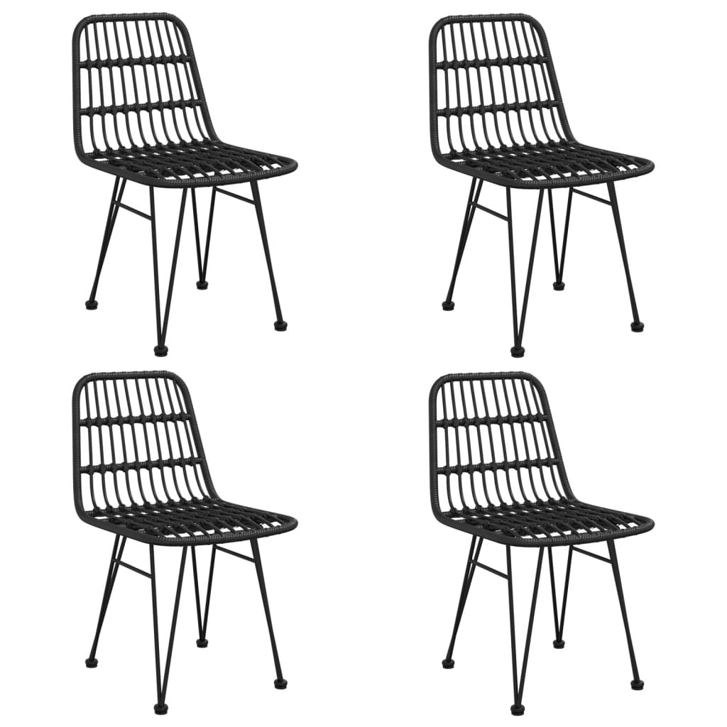 vidaXL 5 Piece Garden Dining Set Black Poly Rattan 4