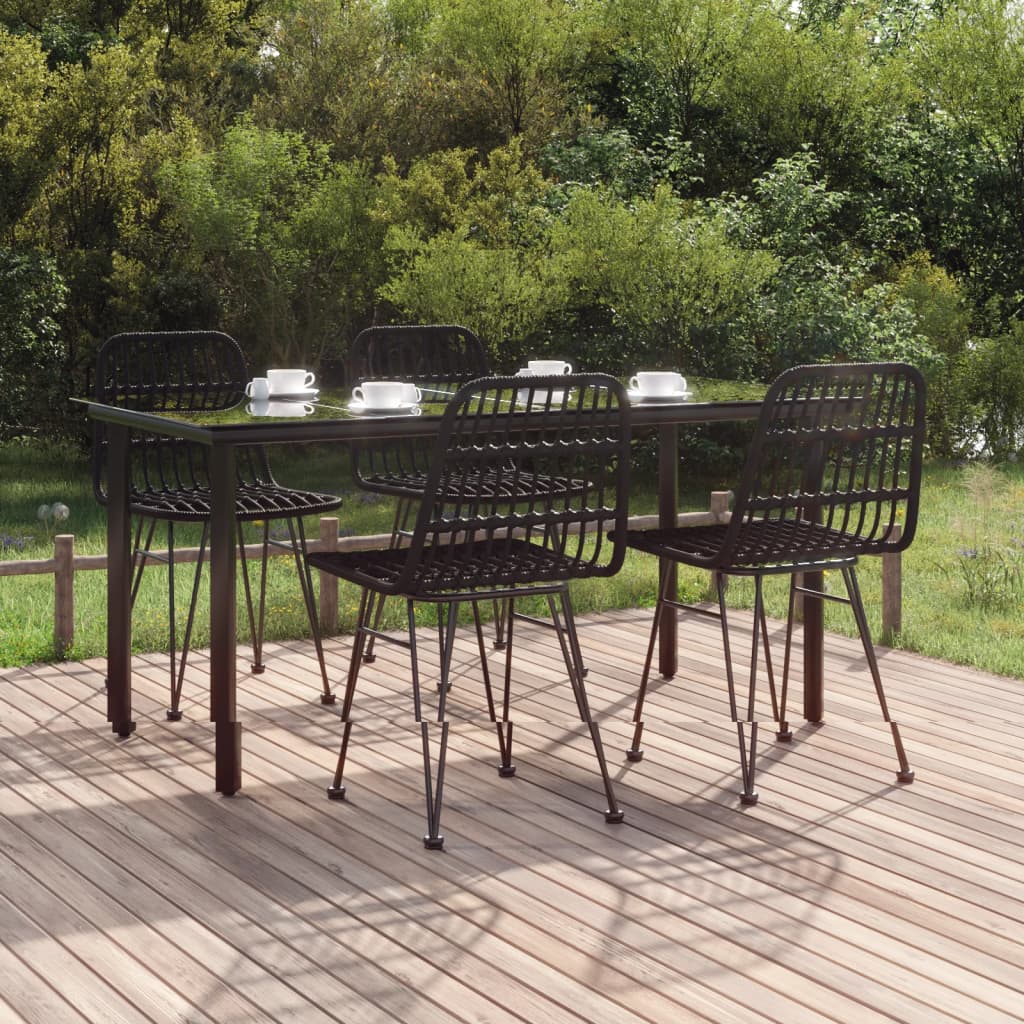 vidaXL 5 Piece Garden Dining Set Black Poly Rattan 1