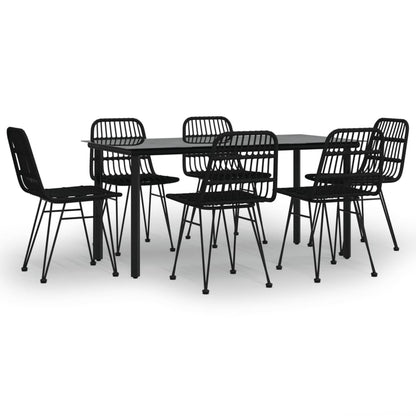 vidaXL 7 Piece Garden Dining Set Black Poly Rattan 2