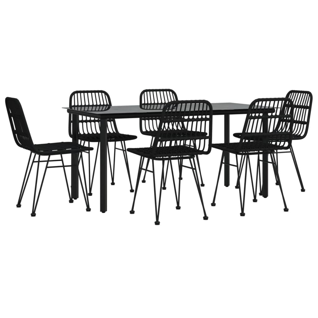 vidaXL 7 Piece Garden Dining Set Black Poly Rattan 3