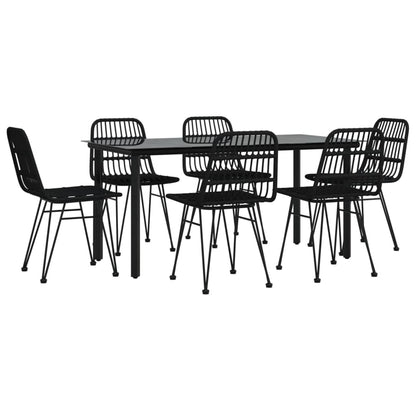 vidaXL 7 Piece Garden Dining Set Black Poly Rattan 3