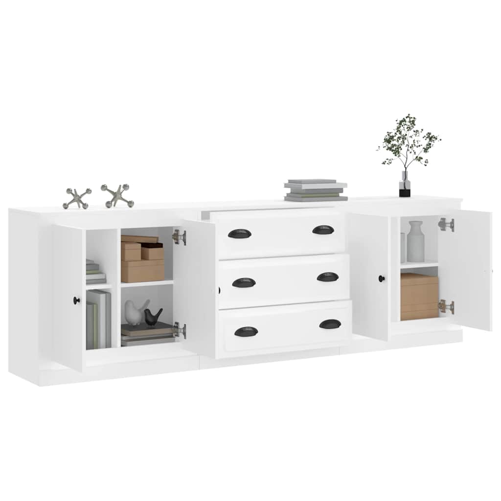 vidaXL Sideboards 3 pcs White Engineered Wood 3