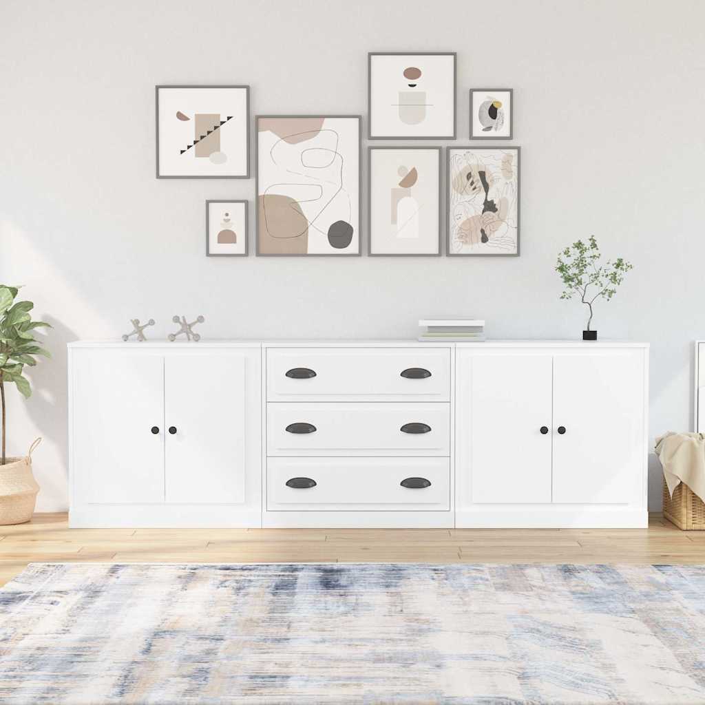 vidaXL Sideboards 3 pcs White Engineered Wood 1