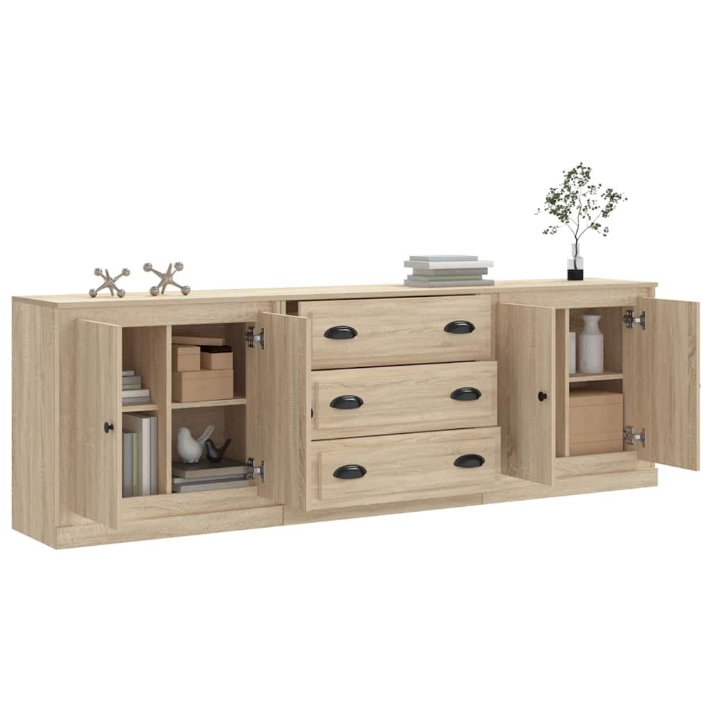 vidaXL Sideboards 3 pcs Sonoma Oak Engineered Wood 3