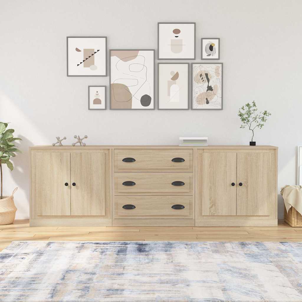 vidaXL Sideboards 3 pcs Sonoma Oak Engineered Wood 1