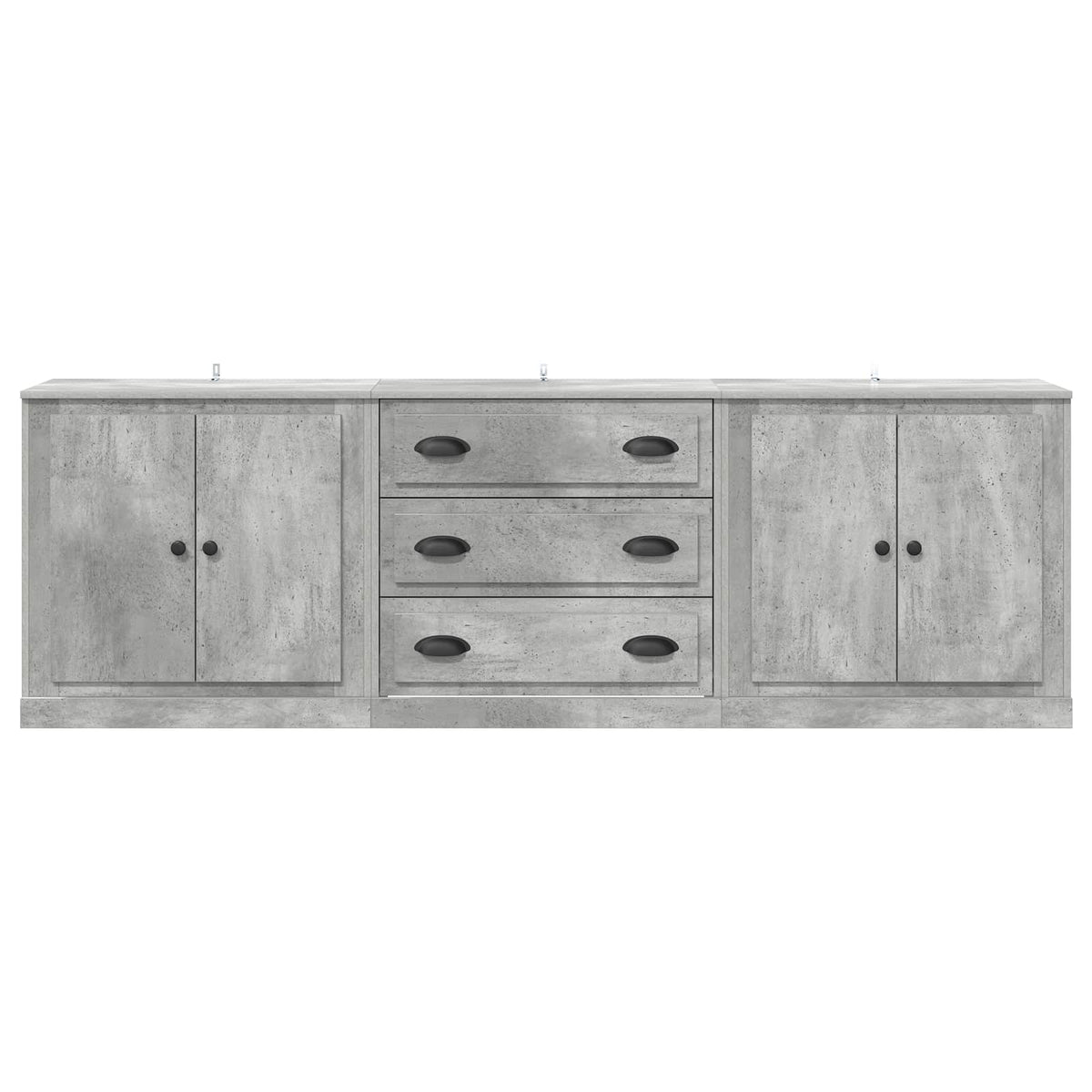 Sideboards 3 pcs Engineered Wood Concrete grey