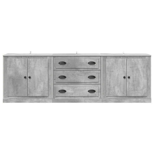 Sideboards 3 pcs Engineered Wood Concrete grey