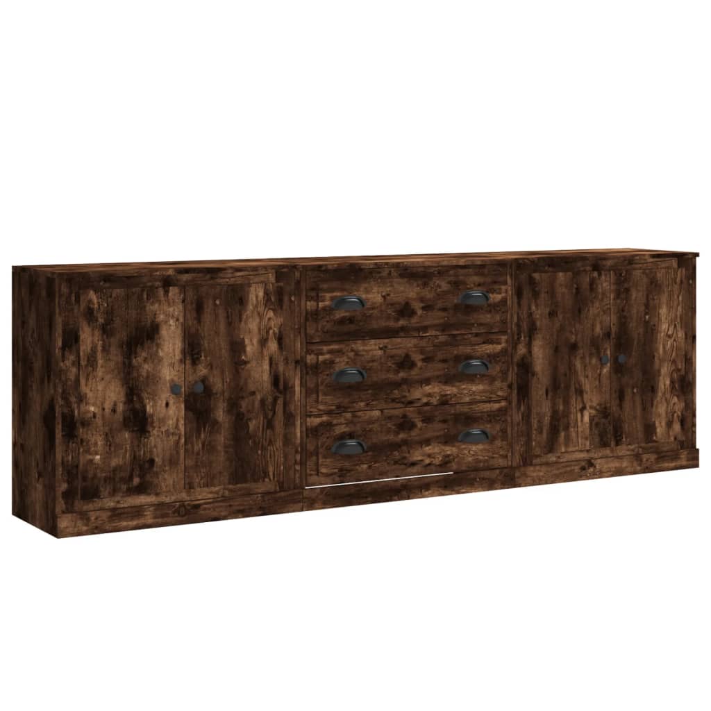 vidaXL Sideboards 3 pcs Smoked Oak Engineered Wood 2