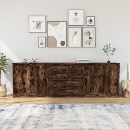 vidaXL Sideboards 3 pcs Smoked Oak Engineered Wood 1
