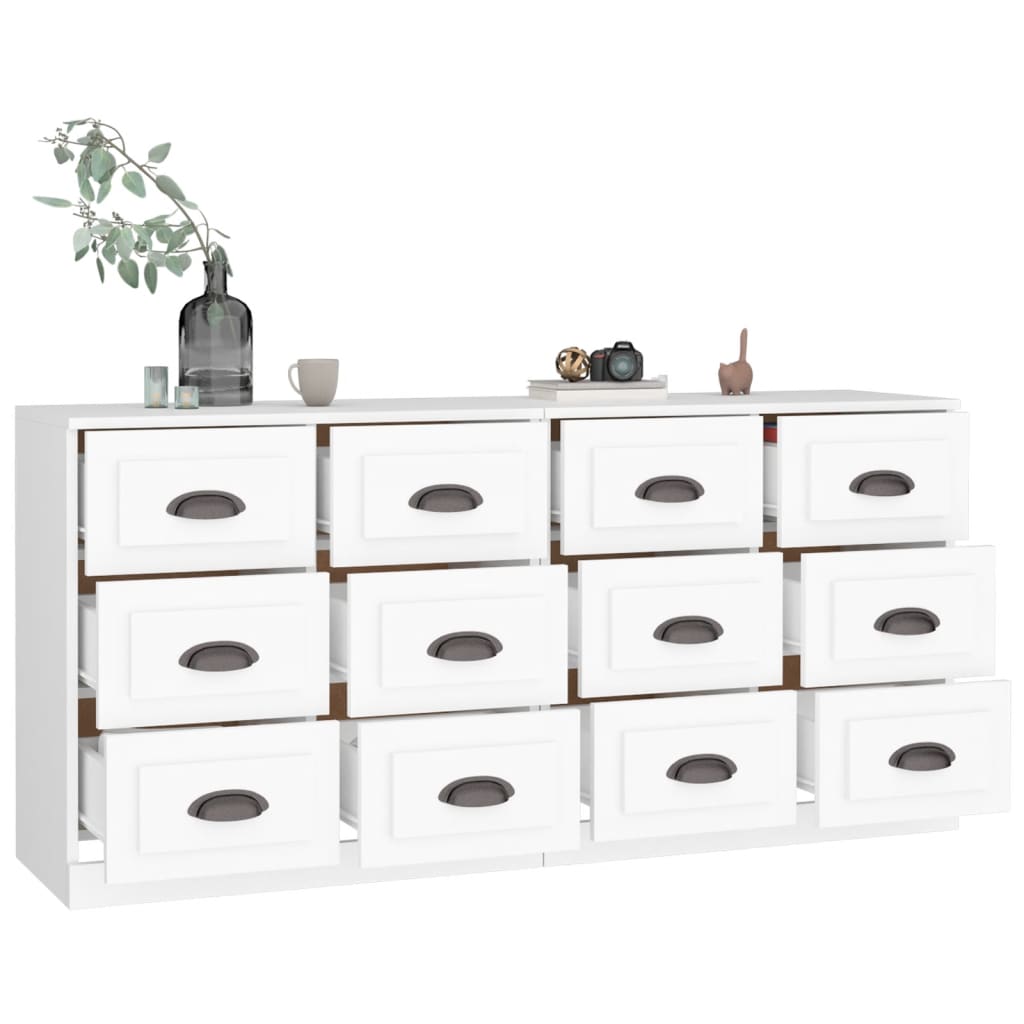 vidaXL Sideboards 2 pcs White Engineered Wood 4
