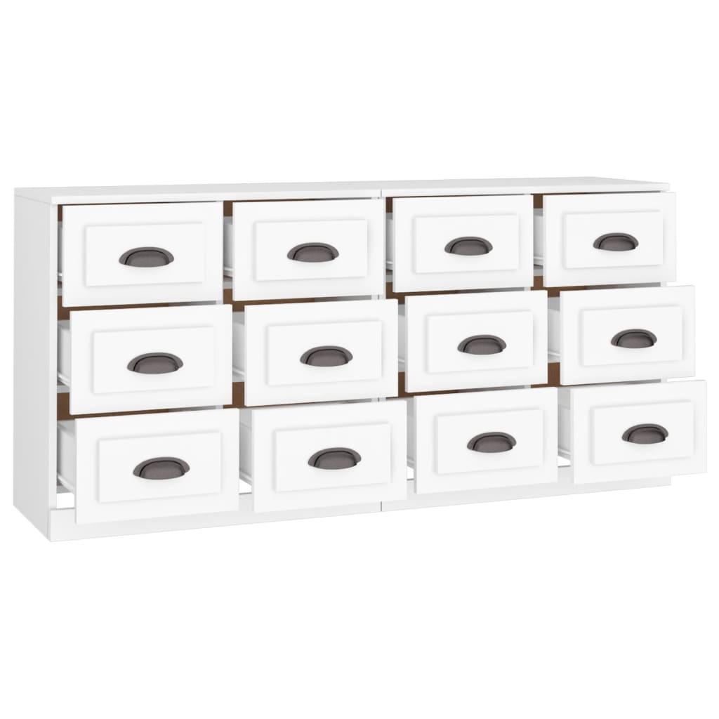 vidaXL Sideboards 2 pcs White Engineered Wood 5