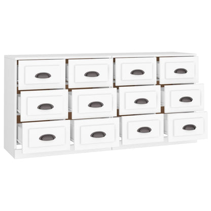 vidaXL Sideboards 2 pcs White Engineered Wood 5