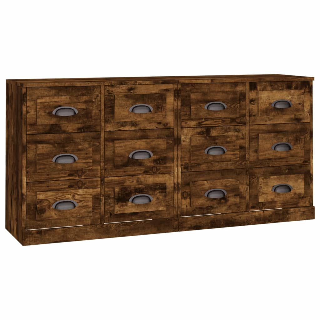 Sideboards 2 pcs Engineered Wood Smoked oak