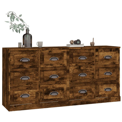 vidaXL Sideboards 2 pcs Smoked Oak Engineered Wood 5