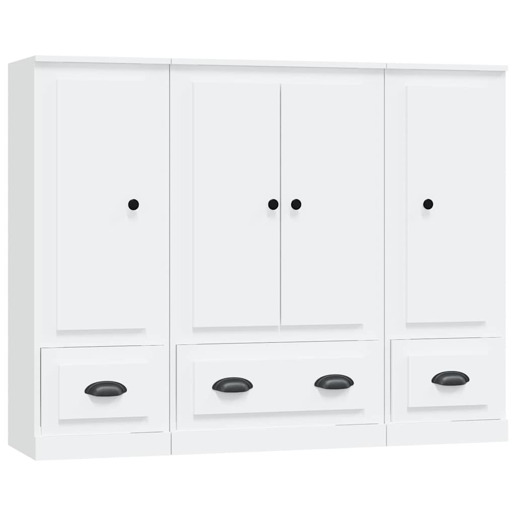 vidaXL Highboards 3 pcs White Engineered Wood 2