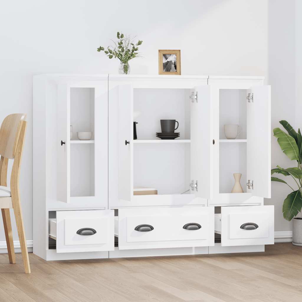 vidaXL Highboards 3 pcs White Engineered Wood 3