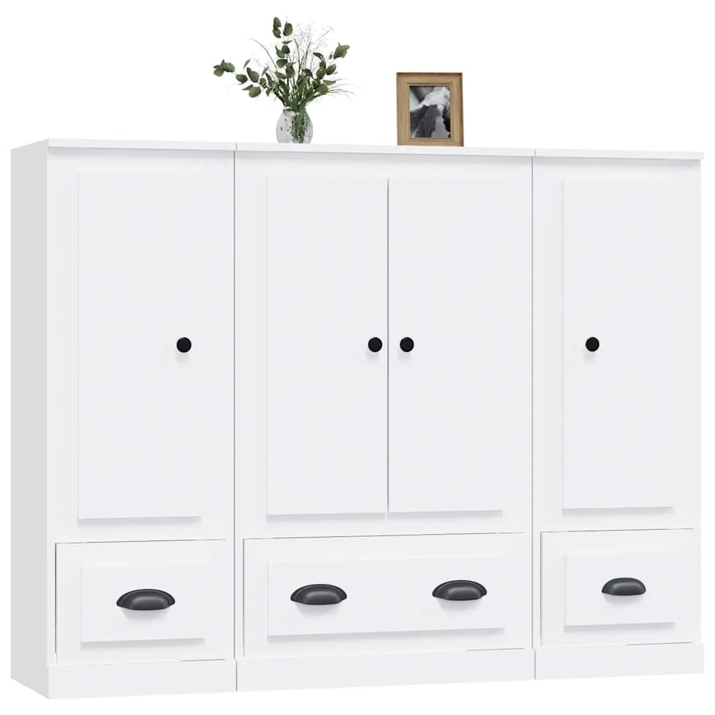 vidaXL Highboards 3 pcs White Engineered Wood 4