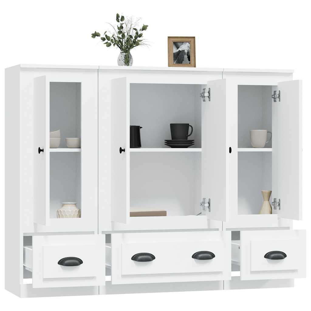 vidaXL Highboards 3 pcs White Engineered Wood 5