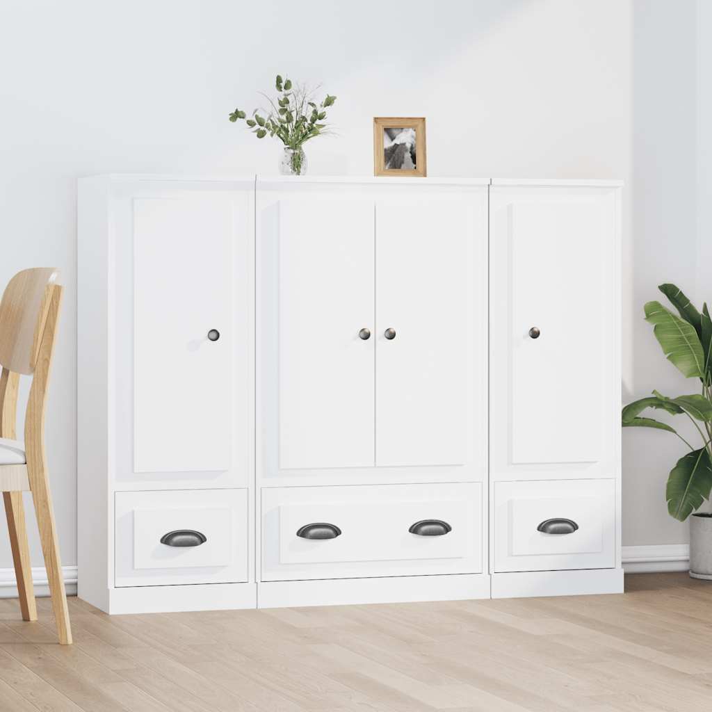 vidaXL Highboards 3 pcs White Engineered Wood 1