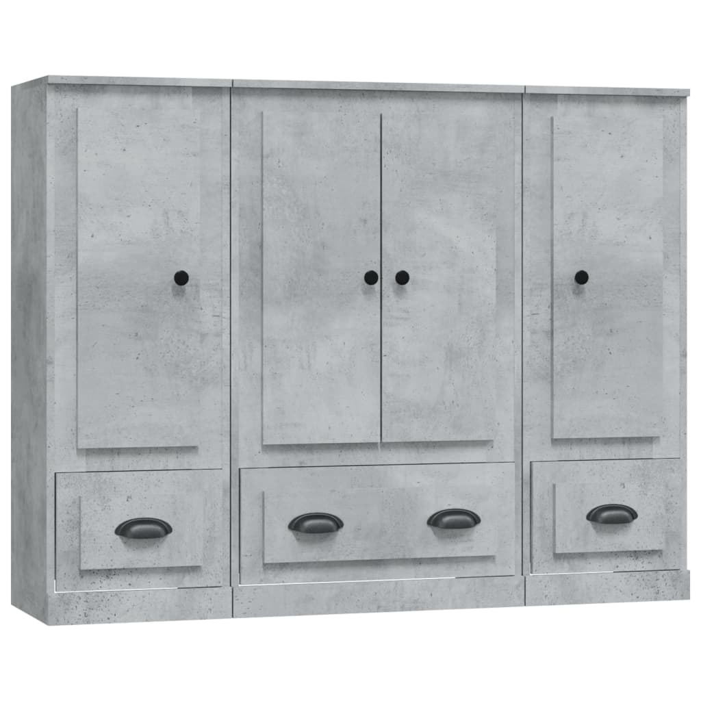 vidaXL Highboards 3 pcs Concrete Grey Engineered Wood 2