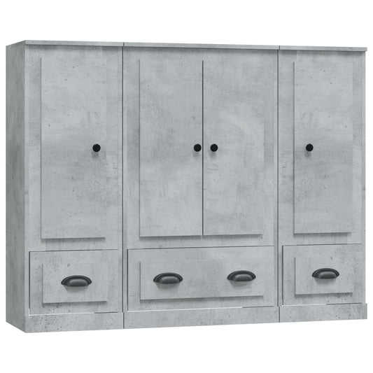 Highboards 3 pcs Engineered Wood Concrete grey